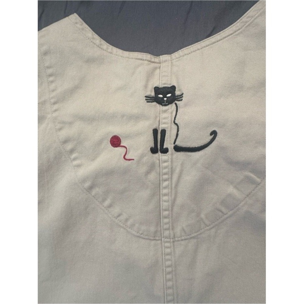 Christopher & Banks Vintage Y2K 2003 Cat Embroidered Khaki Dress Size Large - Picture 7 of 8